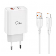 Kucni punjac KONFULON Joko JK87 PD 30W/ USB Q.30W sa kablom USB na Type-C beli 1m