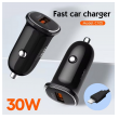 Auto punjac LDNIO C105, QC3.0, 30W USB Lightning crni 1m