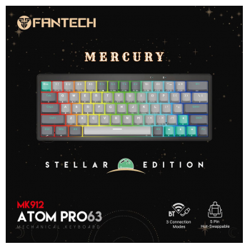 Tastatura Mehanicka Gaming Fantech MK912 RGB ATOM PRO63 Wireless Mercury (blue switch)