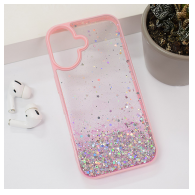 Maska Frame Glitter za iPhone 16 roze