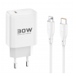 Kucni punjac KONFULON Joko JK89+DC66 PD 30W sa kablom Type-C na iPhone Lightning beli 1m
