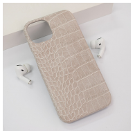 Maska Croco Leather za iPhone 13 krem