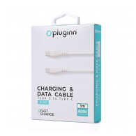 Kabel Pluginn PI-PD 60W Type-C na Type-C beli 1m