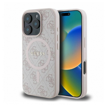 Maska Guess 4G Ring Classic Logo MagSafe za iPhone 16 Pro pink