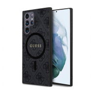 Maska Guess 4G Collection Leather Metal Logo MagSafe za Samsung Galaxy S24 Ultra crna / S928B