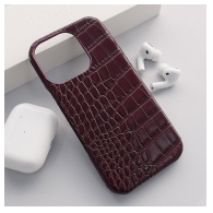 Maska Croco Leather za iPhone 16 Pro bordo