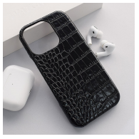 Maska Croco Leather za iPhone 16 Pro crna