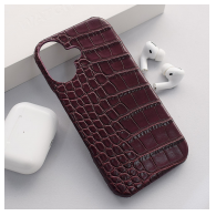 Maska Croco Leather za iPhone 16 bordo