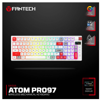 Tastatura mehanicka Gaming Fantech MK918 RGB Atom PRO97 Wireless Mercury bela (Red switch)
