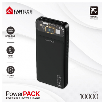 Power bank Fantech T1 10000mAh QC,PD,22.5W crni