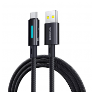 Kabel Baseus Lit Button-Control Fast Charging Data Cable USB-A na USB-C 100W 1m Cosmic Black