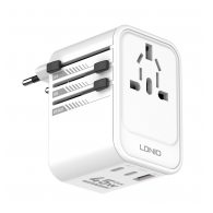 Adapter strujni travel LDNIO Z8 UK/EU/US/AU 1xUSB + 2xUSB-C 45W beli