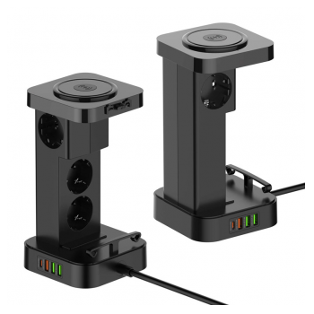 Produzni kabel LDNIO SEW4485 2500W 4 uticnic + 3xUSB+ Wireless 15W 2m crni