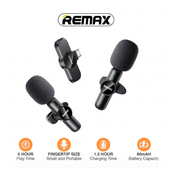 Bezicni mikrofon Lavalier REMAX K10 2u1 za mobilni telefon Type-C crni