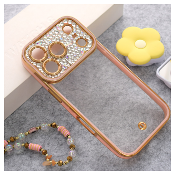 Maska Luxury Crystal Clear za iPhone 17 Pro roze