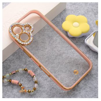 Maska Luxury Crystal Clear za iPhone 17 roze