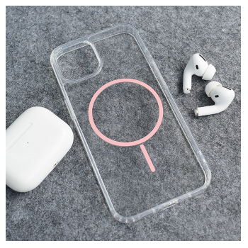 Maska Mag Case Clear Slim za iPhone 15 roze