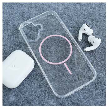 Maska Mag Case Clear Slim za iPhone 16 roze