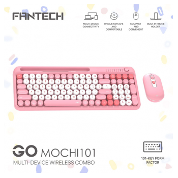 Combo mis tastatura wireless Fantech WK-899 GO mochi101 pink