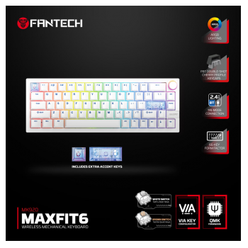 Tastatura Mehanicka Gaming Fantech MK920 RGB Maxfit 6 Wireless bela (white switch)