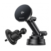 Auto drzac za telefon YESIDO sa bezicnim punjenjem magnetni DS30 15W crni