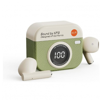 Bluetooth slusalice Airpods Retro camera zelene