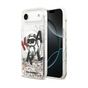 Maska Karl Lagerfeld Liquid Glitter Choupette Logo MagSafe za iPhone Air bela