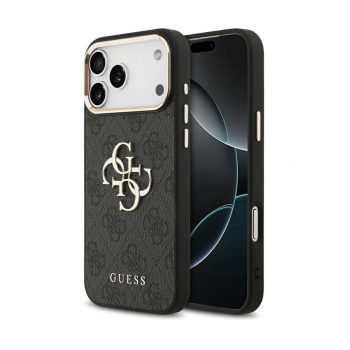 Maska Guess 4G Metal Logo Gold Frame MagSafe 17 Pro Max crna