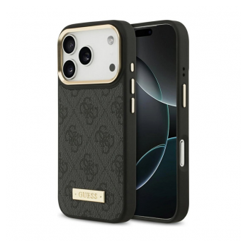 Maska Guess 4G Logo Plate MagSafe za iPhone 17 Pro crna