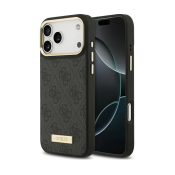 Maska Guess 4G Logo Plate MagSafe za iPhone 17 Pro Max crna