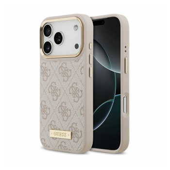 Maska Guess 4G Logo Plate MagSafe za iPhone 17 Pro pink