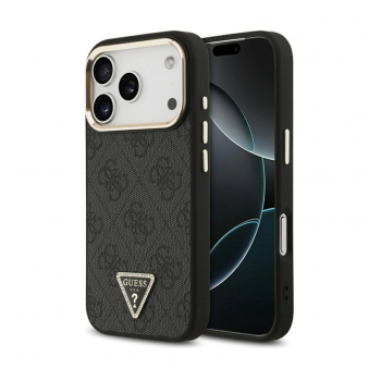 Maska Guess 4G Triangle Logo MagSafe za iPhone 17 Pro crno zlatna