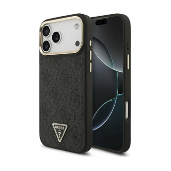 Maska Guess 4G Triangle Logo MagSafe za iPhone 17 Pro Max crno zlatna