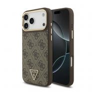 Maska Guess 4G Triangle Logo MagSafe za iPhone 17 Pro Max zlatno braon