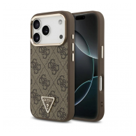 Maska Guess 4G Triangle Logo MagSafe za iPhone 17 Pro zlatno braon