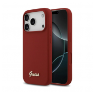 Maska Guess Silicone Script Metal Logo MagSafe Phone Case Cover za iPhone 17 Pro crvena