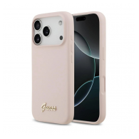 Maska Guess Silicone Script Metal Logo MagSafe Phone Case Cover za iPhone 17 Pro pink