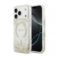 Maska Guess Resin Bottom Glitter MagSafe zaiPhone 17 Pro zlatna