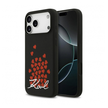 Maska Karl Lagerfeld Silicone Heart Sign Logo MagSafe Case za iPhone 17 Pro Max crna
