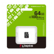 Micro SD kartica Kingston 64GB Canvas Select Plus Class 10UHS-I U1 V10 A1 Read up to 100MB/s