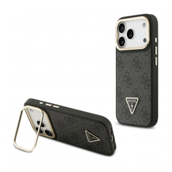 Maska Guess 4G PU Triangle Logo & Stand Camera Magsafe za iPhone 17 Pro crna
