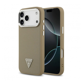 Maska Guess Grained Triangle Logo MagSafe za iPhone 17 Pro Max braon