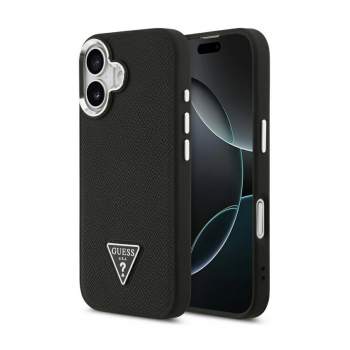 Maska Guess Grained Triangle Logo MagSafe za iPhone 17 crna