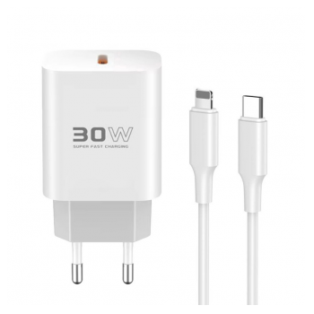 Kucni punjac KONFULON Joko C87C+DL50 30W sa kablom Type-C na Lightning beli 1m