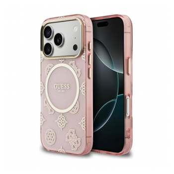 Maska Guess IML Peony Dot MagSafe za iPhone 17 Pro Max roza