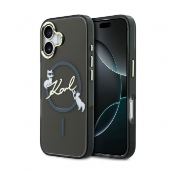Maska Karl Lagerfeld IML Choupettes Karl Script Logo MagSafe za iPhone 17 crna