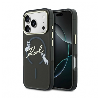 Maska Karl Lagerfeld IML Choupettes Karl Script Logo MagSafe za iPhone 17 Pro crna