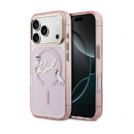 Maska Karl Lagerfeld IML Choupettes Karl Script Logo MagSafe za iPhone 17 Pro pink