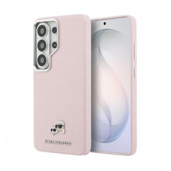 Maska Karl Lagerfeld Saffiano KC Metal Logo MagSafe za Samsung S26 Ultra/ S948B roze