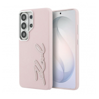 Maska Karl Lagerfeld Grained Signature Metal Resin Logo za Samsung S26 Ultra/ S948B roze